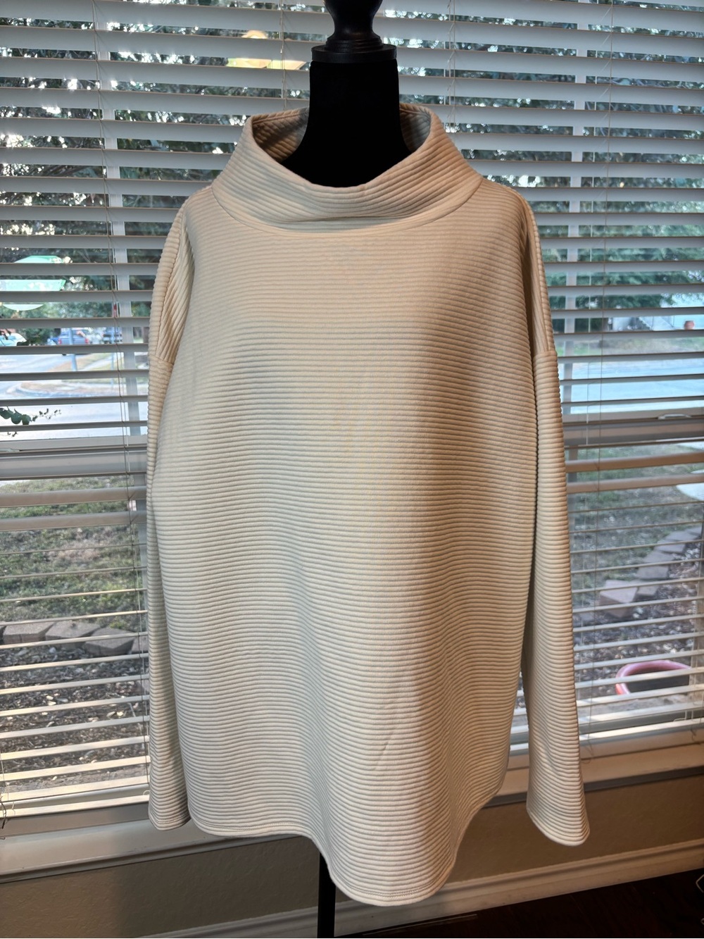 Wonderly Cream Ribbed Cowl Neck Sweater